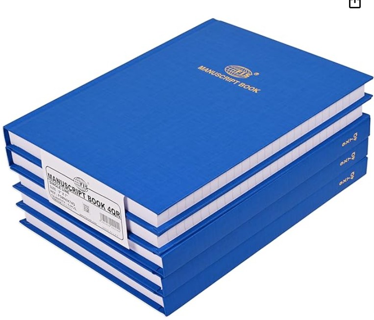 Manuscript Books 8 mm FIS SQUARE or LINE,192 Sheets 4 Quire, Inch Size - FSMN9X74Q